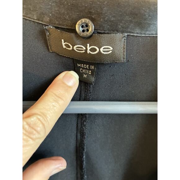 Y2K Bebe Black Silk Whimsygoth Top Classic SteamPunk Emo Cinched Waist Blouse M - Picture 3 of 16